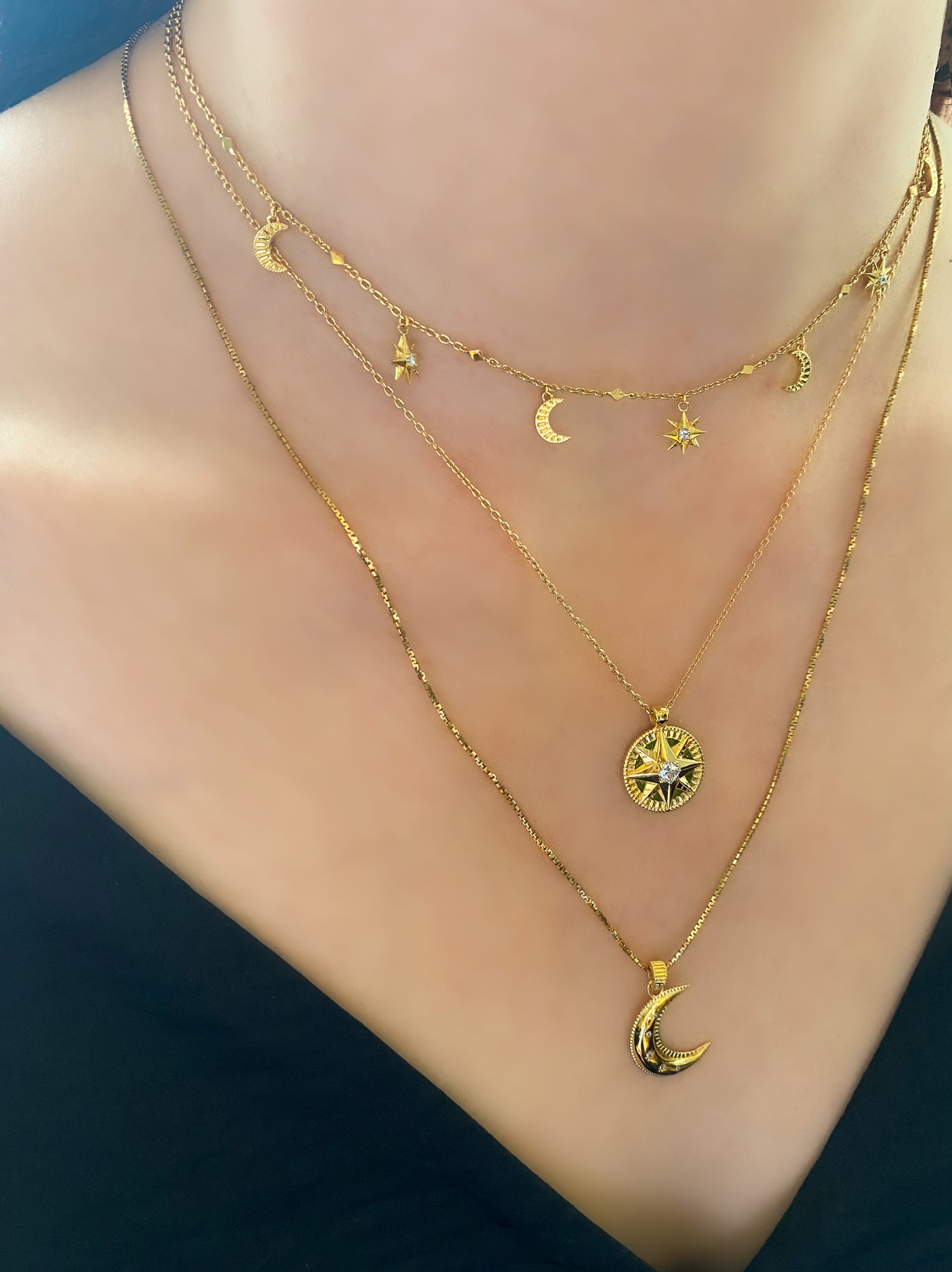 Athena Star Coin Necklace Gold